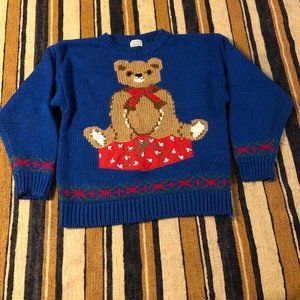 Vintage Holiday Christmas Teddy Bear Sweater Hastings & Smith Medium Acrylic